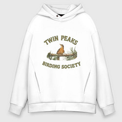 Толстовка оверсайз мужская Twin Peaks birding society, цвет: белый