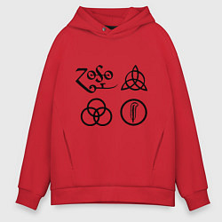 Толстовка оверсайз мужская Led Zeppelin: symbols, цвет: красный