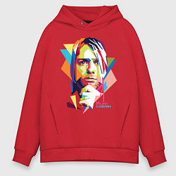 Толстовка оверсайз мужская Kurt Cobain: Colors, цвет: красный