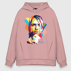 Толстовка оверсайз мужская Kurt Cobain: Colors, цвет: пыльно-розовый