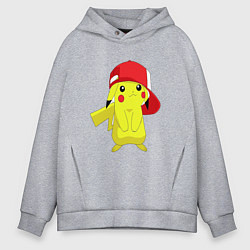 Толстовка оверсайз мужская Пикачу, цвет: меланж