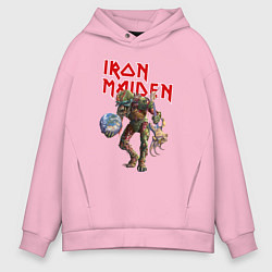 Толстовка оверсайз мужская Iron Maiden: Zombie, цвет: светло-розовый