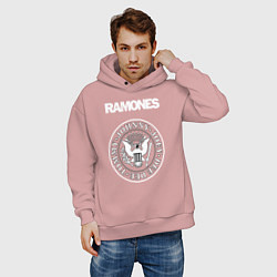 Толстовка оверсайз мужская Ramones, цвет: пыльно-розовый — фото 2