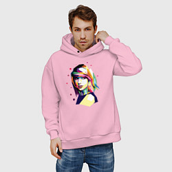 Толстовка оверсайз мужская Taylor Swift Art, цвет: светло-розовый — фото 2