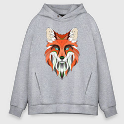 Толстовка оверсайз мужская Дизайнерская лиса, цвет: меланж