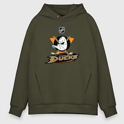 Толстовка оверсайз мужская NHL: Anaheim Ducks, цвет: хаки