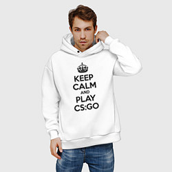 Толстовка оверсайз мужская Keep Calm & Play CS:GO, цвет: белый — фото 2
