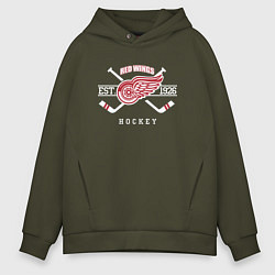 Толстовка оверсайз мужская Detroit Red Wings: Est.1926, цвет: хаки