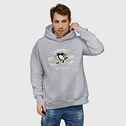 Толстовка оверсайз мужская Pittsburgh Penguins: Est.1967, цвет: меланж — фото 2