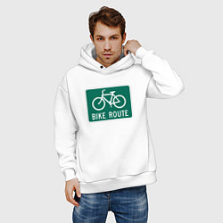 Толстовка оверсайз мужская Дорога для велосипедистов, цвет: белый — фото 2