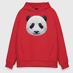Толстовка оверсайз мужская Полигональная панда, цвет: красный