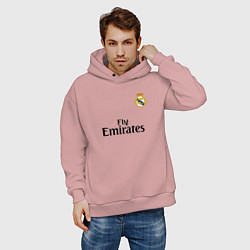 Толстовка оверсайз мужская Real Madrid: Fly Emirates, цвет: пыльно-розовый — фото 2