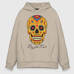 Толстовка оверсайз мужская Мексиканский череп, цвет: миндальный