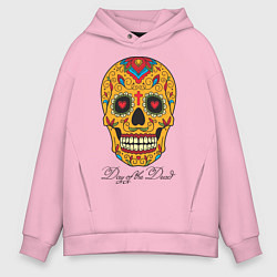 Толстовка оверсайз мужская Мексиканский череп, цвет: светло-розовый
