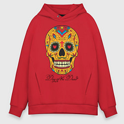 Толстовка оверсайз мужская Мексиканский череп, цвет: красный