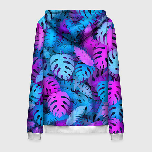 Мужская толстовка на молнии Сине-розовые тропики / 3D-Белый – фото 2