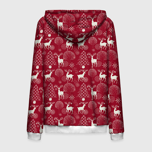 Мужская толстовка на молнии Олени / 3D-Белый – фото 2