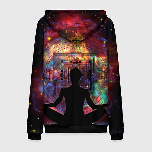 Мужская толстовка на молнии Йога - мандала / 3D-Черный – фото 2