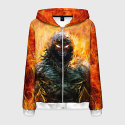 Толстовка 3D на молнии мужская Disturbed: Monster Flame, цвет: 3D-белый