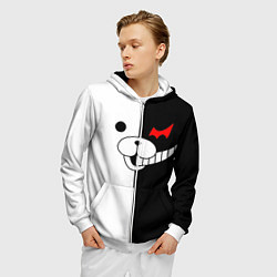 Толстовка 3D на молнии мужская Monokuma, цвет: 3D-белый — фото 2