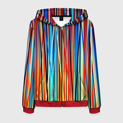 Толстовка 3D на молнии мужская Colored stripes, цвет: 3D-красный