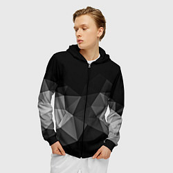 Толстовка 3D на молнии мужская Abstract gray, цвет: 3D-черный — фото 2