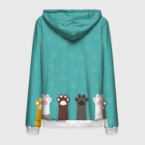 Мужская толстовка на молнии Лапки котеек / 3D-Белый – фото 2