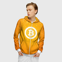 Толстовка 3D на молнии мужская Bitcoin Orange, цвет: 3D-белый — фото 2