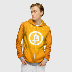 Толстовка 3D на молнии мужская Bitcoin Orange, цвет: 3D-меланж — фото 2