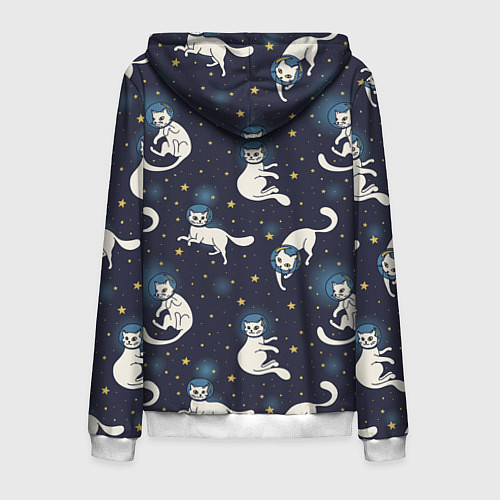 Мужская толстовка на молнии Космокотики / 3D-Белый – фото 2