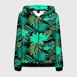 Толстовка 3D на молнии мужская Tropical pattern, цвет: 3D-черный