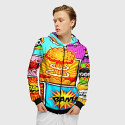 Толстовка 3D на молнии мужская Pop Art, цвет: 3D-черный — фото 2