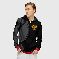 Толстовка 3D на молнии мужская Russia - Black collection, цвет: 3D-красный — фото 2