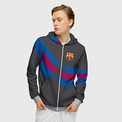Толстовка 3D на молнии мужская Barcelona FC: Dark style, цвет: 3D-меланж — фото 2