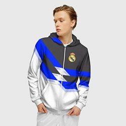 Толстовка 3D на молнии мужская Real Madrid FC: White style, цвет: 3D-белый — фото 2