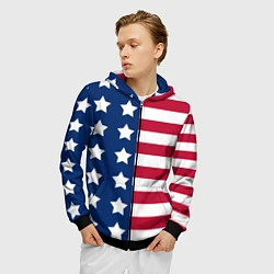 Толстовка 3D на молнии мужская USA Flag, цвет: 3D-черный — фото 2