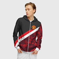 Толстовка 3D на молнии мужская Man UTD FC: Sport Camo, цвет: 3D-белый — фото 2