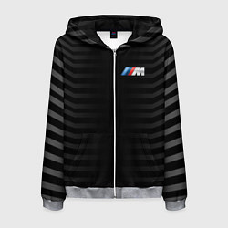 Толстовка 3D на молнии мужская BMW M BLACK & GREY, цвет: 3D-меланж