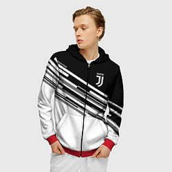 Толстовка 3D на молнии мужская FC Juventus: B&W Line, цвет: 3D-красный — фото 2