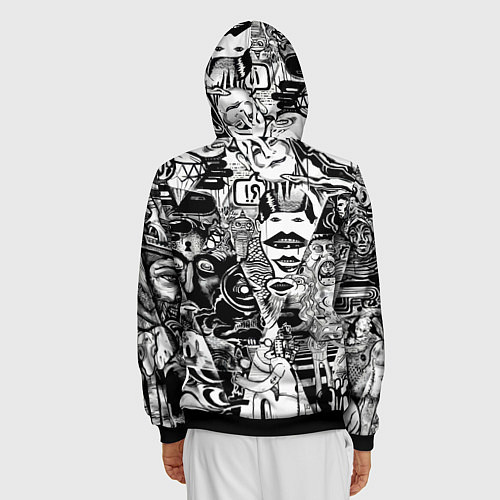 Мужская толстовка на молнии Стикербомбинг / 3D-Черный – фото 4