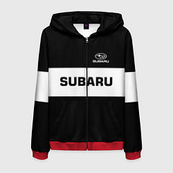 Толстовка 3D на молнии мужская Subaru: Black Sport, цвет: 3D-красный