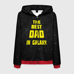 Толстовка 3D на молнии мужская The Best Dad in Galaxy, цвет: 3D-красный