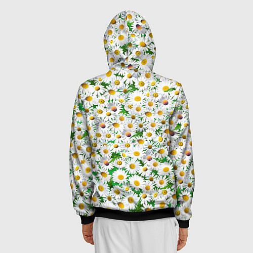 Мужская толстовка на молнии Полевые ромашки / 3D-Черный – фото 4