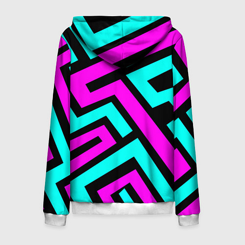 Мужская толстовка на молнии Maze: Violet & Turquoise / 3D-Белый – фото 2