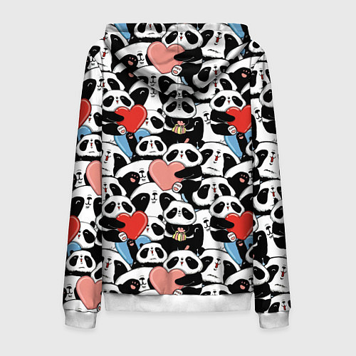 Мужская толстовка на молнии Funny Pandas / 3D-Белый – фото 2