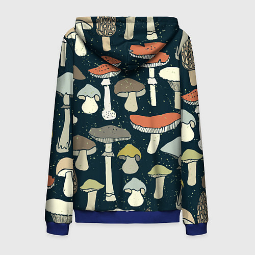 Мужская толстовка на молнии Грибной лес / 3D-Синий – фото 2
