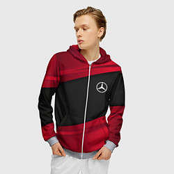 Толстовка 3D на молнии мужская Mercedes Benz: Red Sport, цвет: 3D-меланж — фото 2