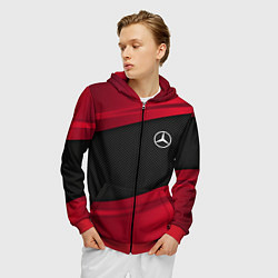 Толстовка 3D на молнии мужская Mercedes Benz: Red Sport, цвет: 3D-красный — фото 2