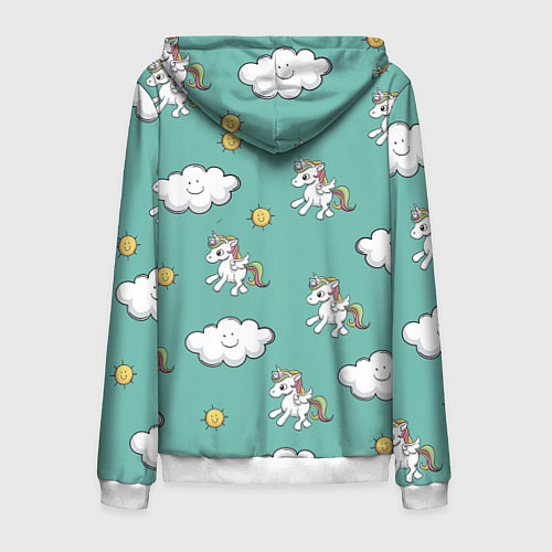 Мужская толстовка на молнии Love of Unicorns / 3D-Белый – фото 2