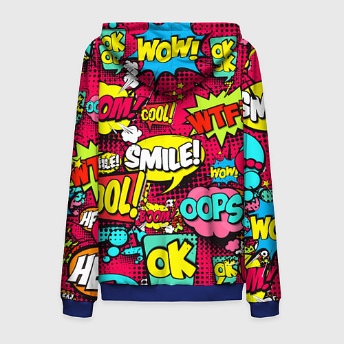 Мужская толстовка на молнии Слова из комиксов / 3D-Синий – фото 2